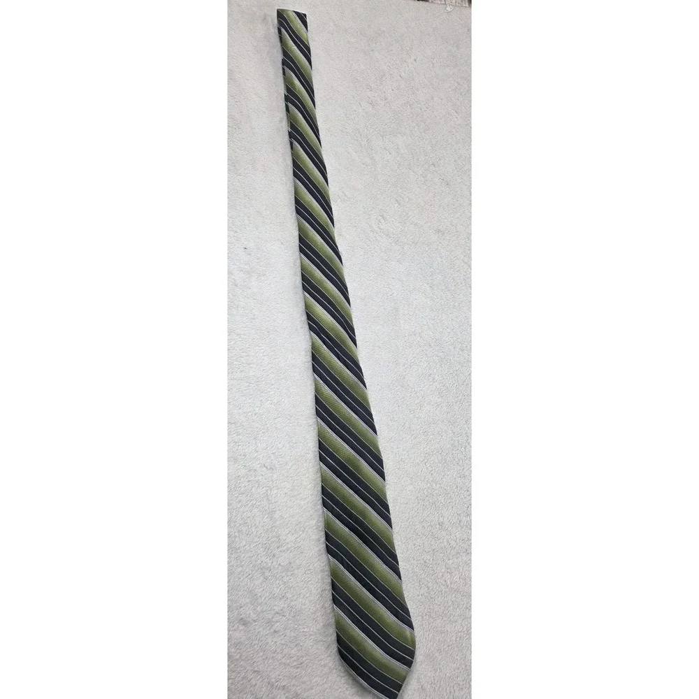 Saddlebred XL Long Silk Tie Green Black Stripe Extra Long 100% Silk Classic - Picture 3 of 10